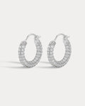 Pavé Amalfi Huggies - Silver - Earrings