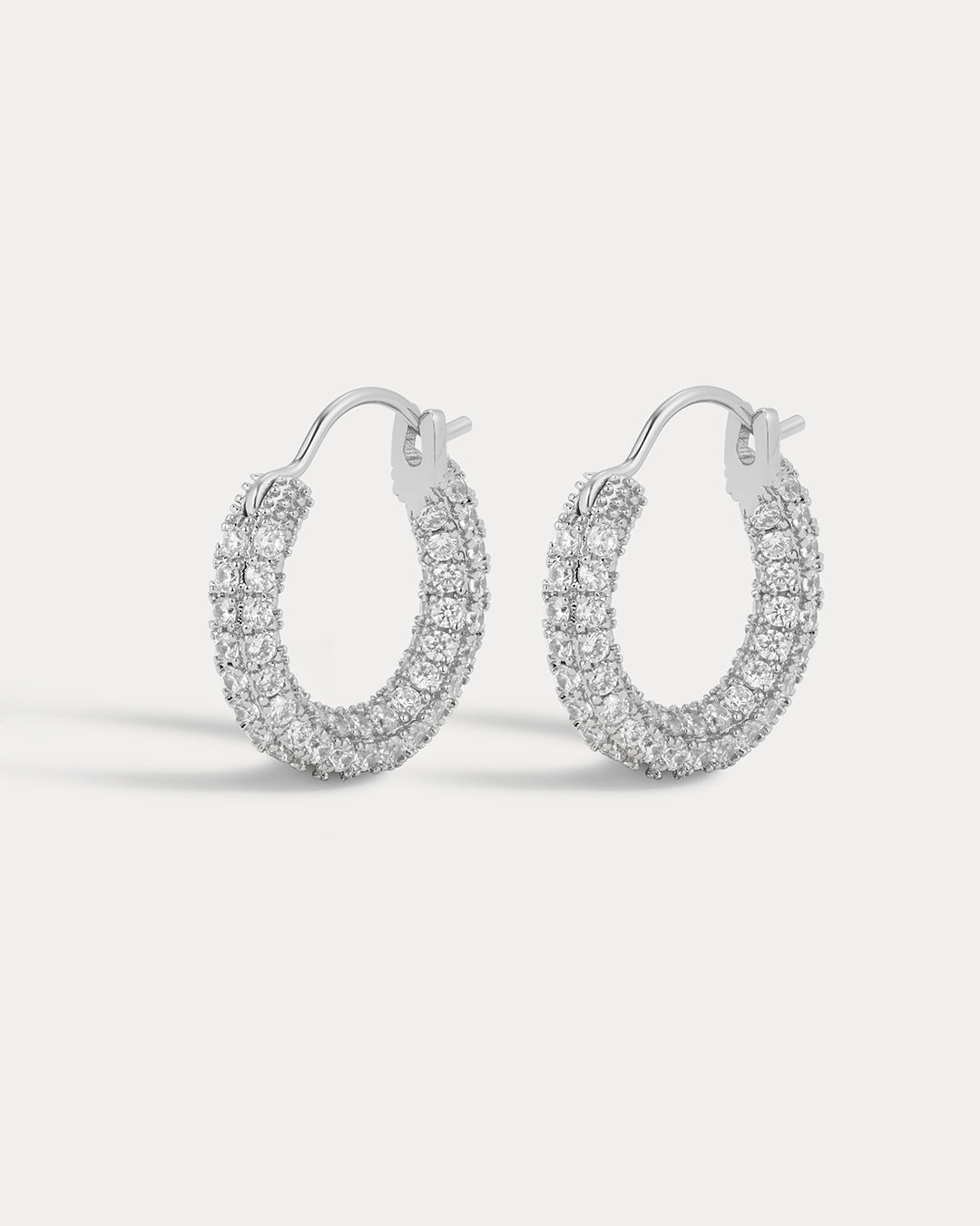 Pavé Amalfi Huggies - Silver - Earrings