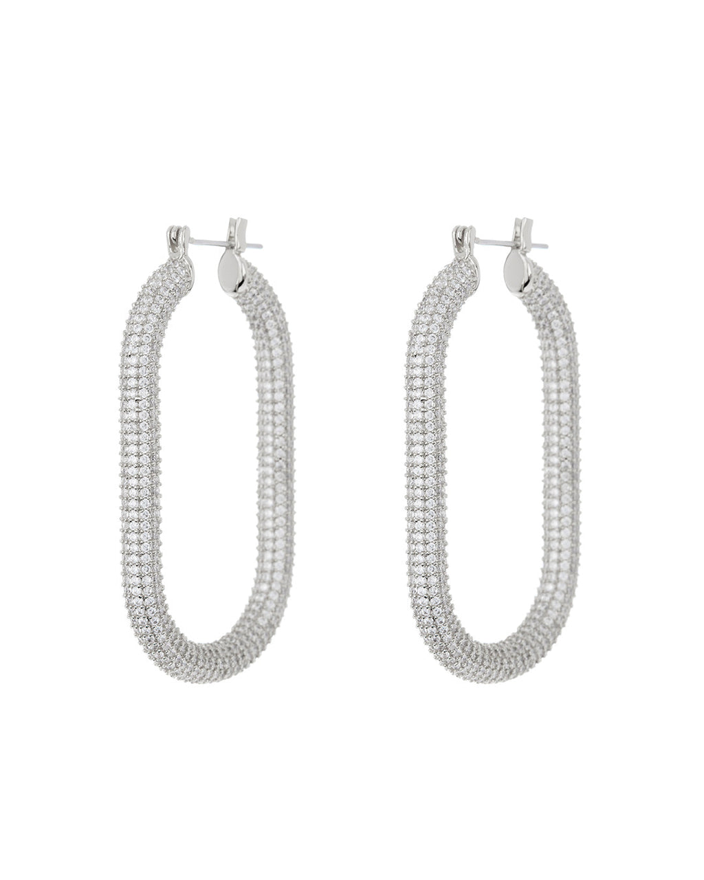 Pave Amber Hoops- Silver