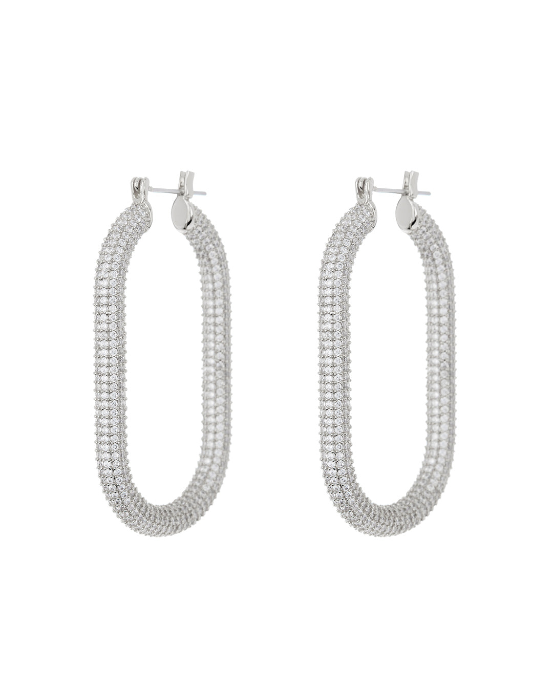 Pave Amber Hoops- Silver