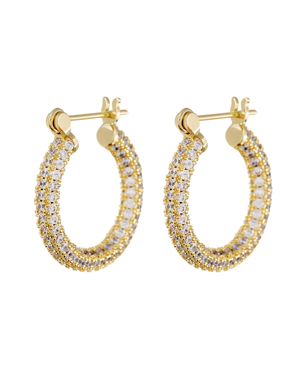 Pavé Baby Skinny Amalfi Hoops - Gold
