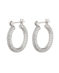 Pavé Baby Skinny Amalfi Hoops - Silver