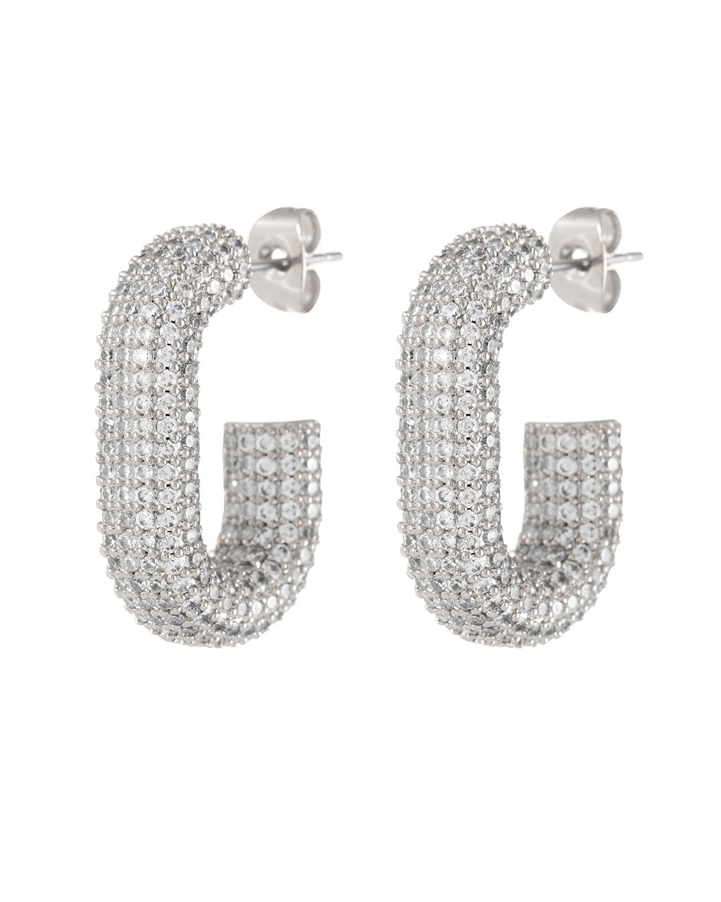 Pavé Bijou Loop Hoops - Silver