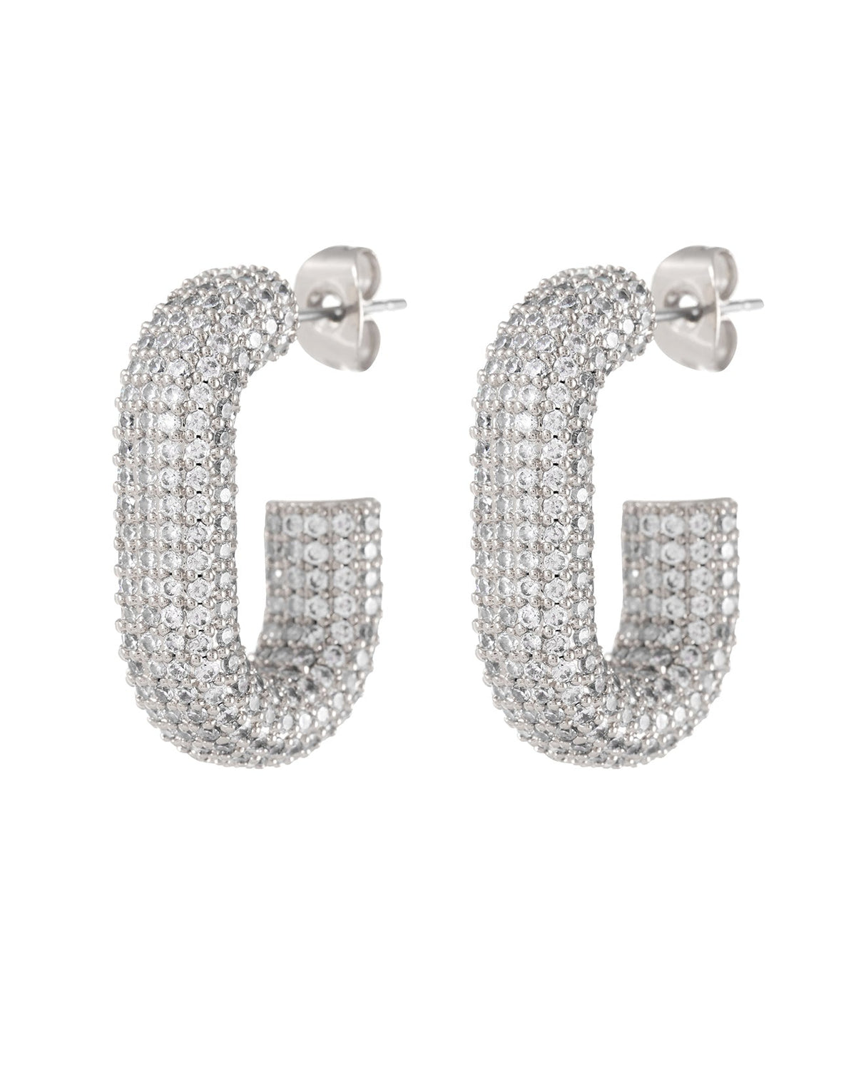 Pavé Bijou Loop Hoops - Silver