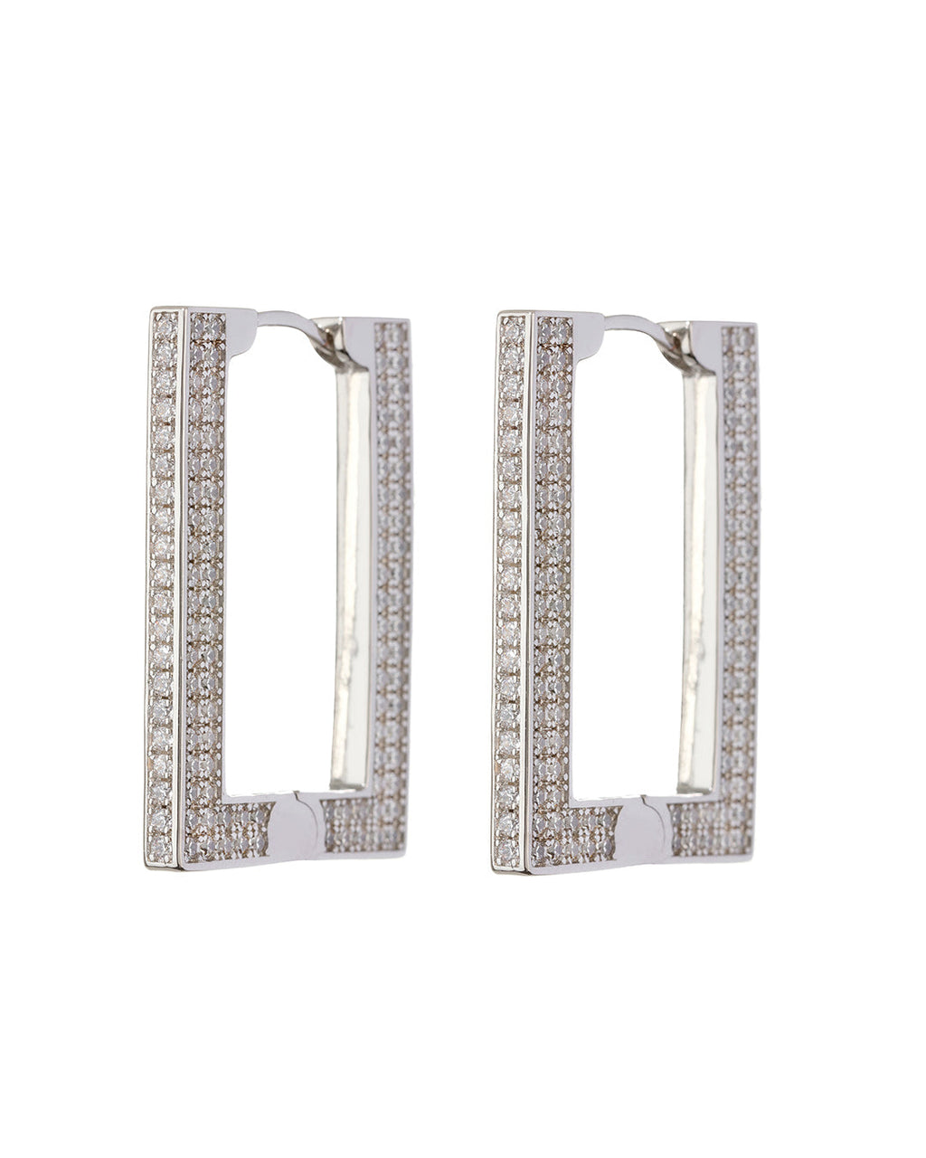 Pavé Boxer Hoops - Silver