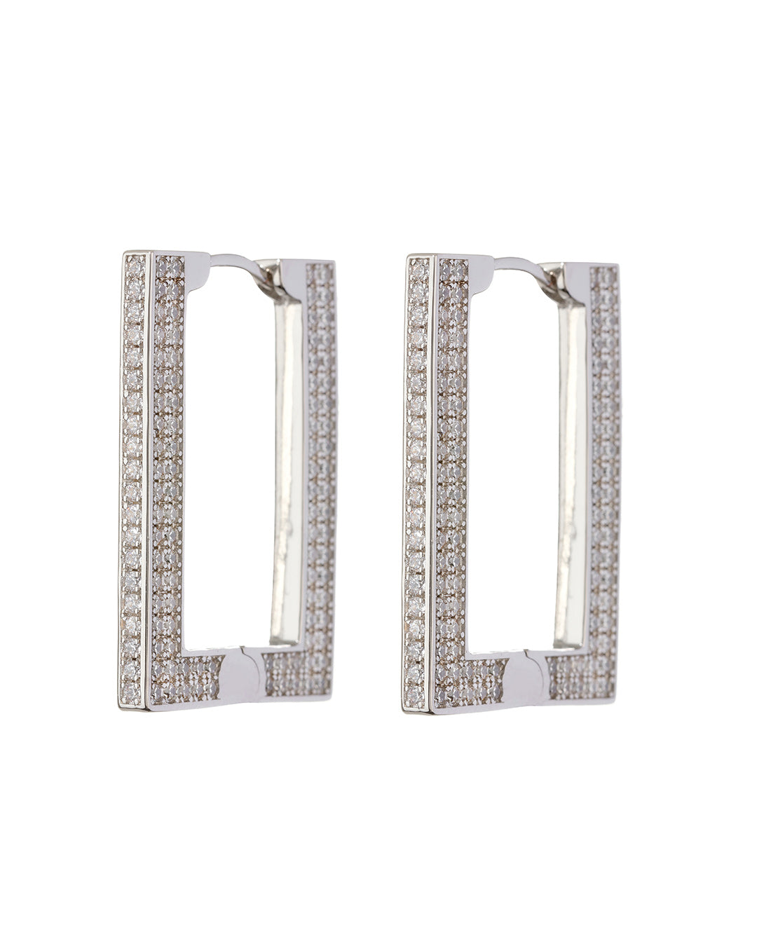 Pavé Boxer Hoops - Silver