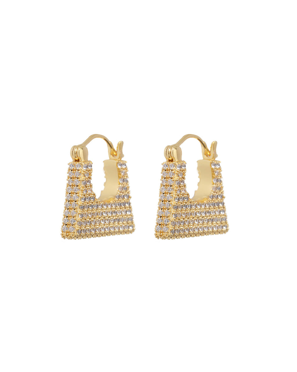 Pavé Careé Huggies - Gold - Earrings