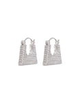 Pavé Careé Huggies - Silver - Earrings