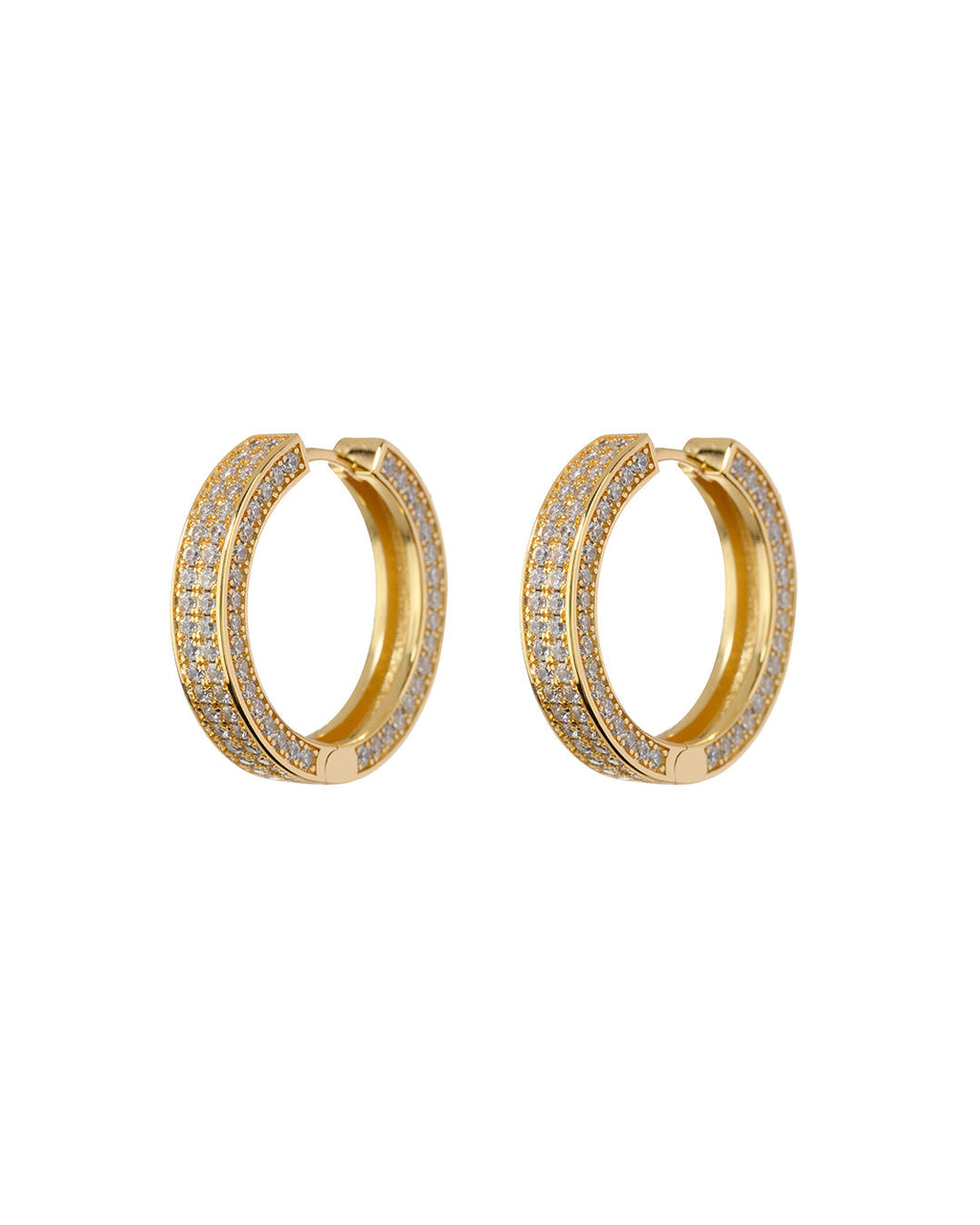 Pavé Coco Hinge Hoops - Gold