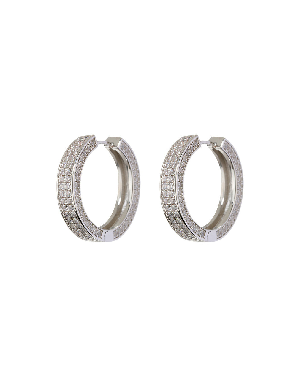 Pavé Coco Hinge Hoops - Silver