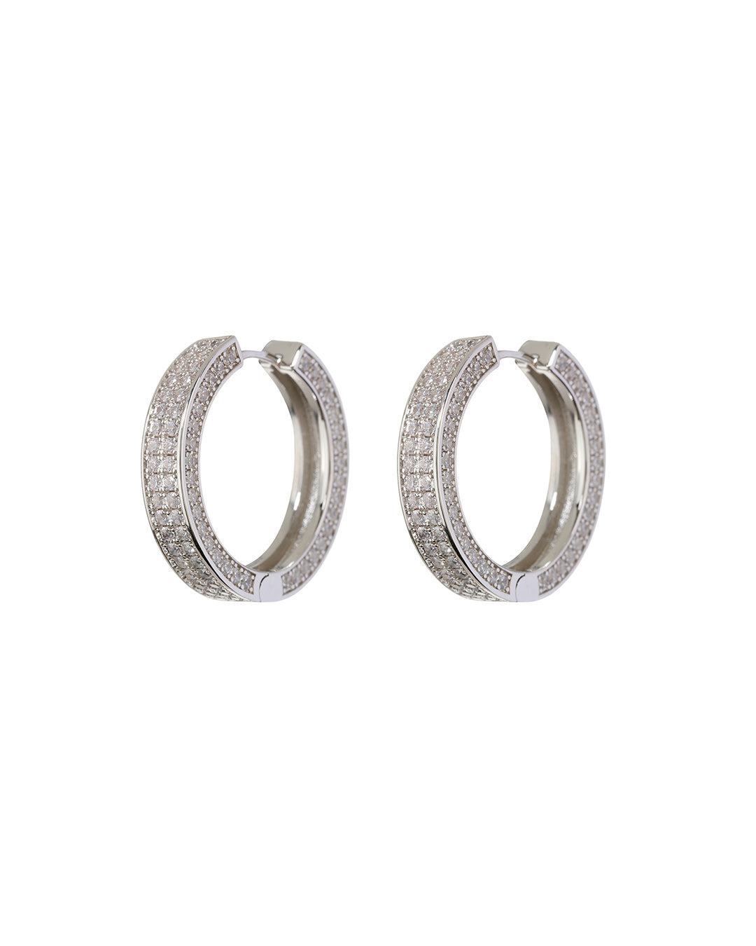 Pavé Coco Hinge Hoops - Silver