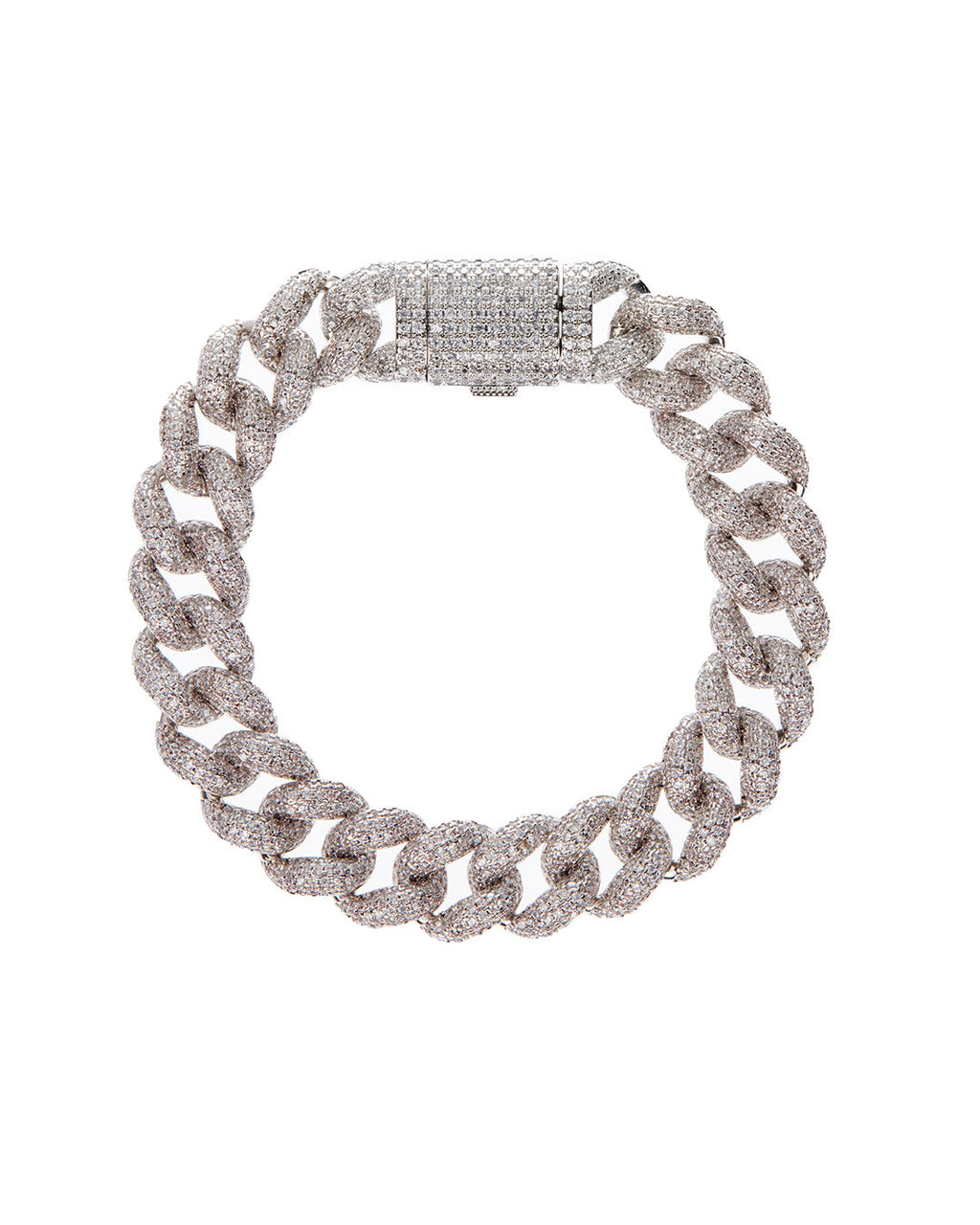 Pavé Cuban Link Bracelet - Silver