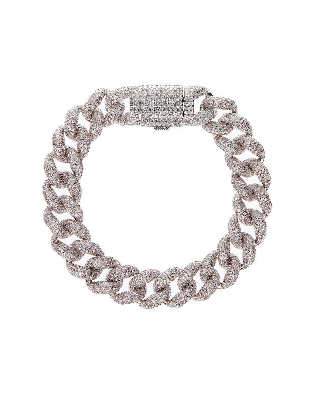 Pavé Cuban Link Bracelet - Silver