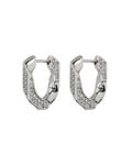 Pavé Cuban Link Hoops - Silver