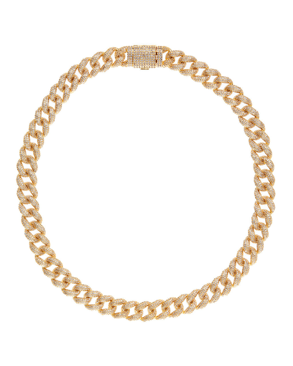 Pavé Cuban Link Necklace - Gold — alternate view 2