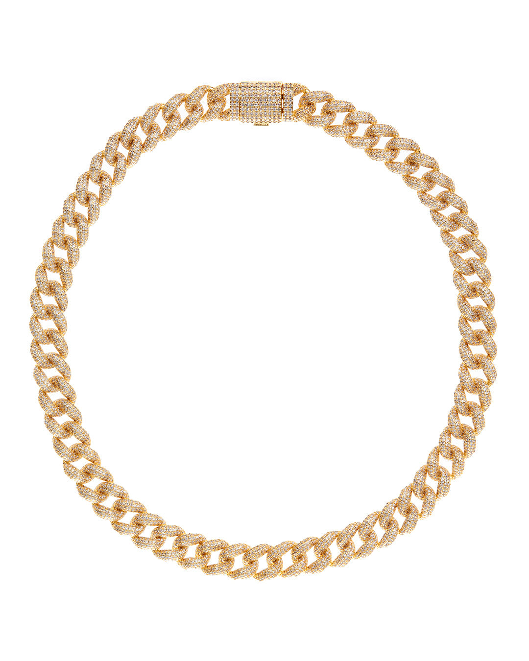 Pavé Cuban Link Necklace - Gold — alternate view 2