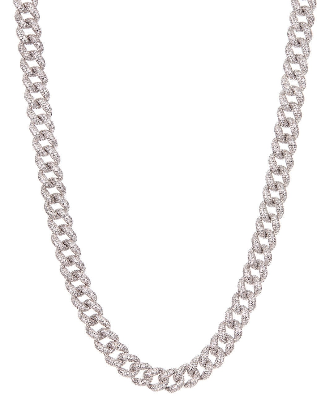 Pavé Cuban Link Necklace - Silver