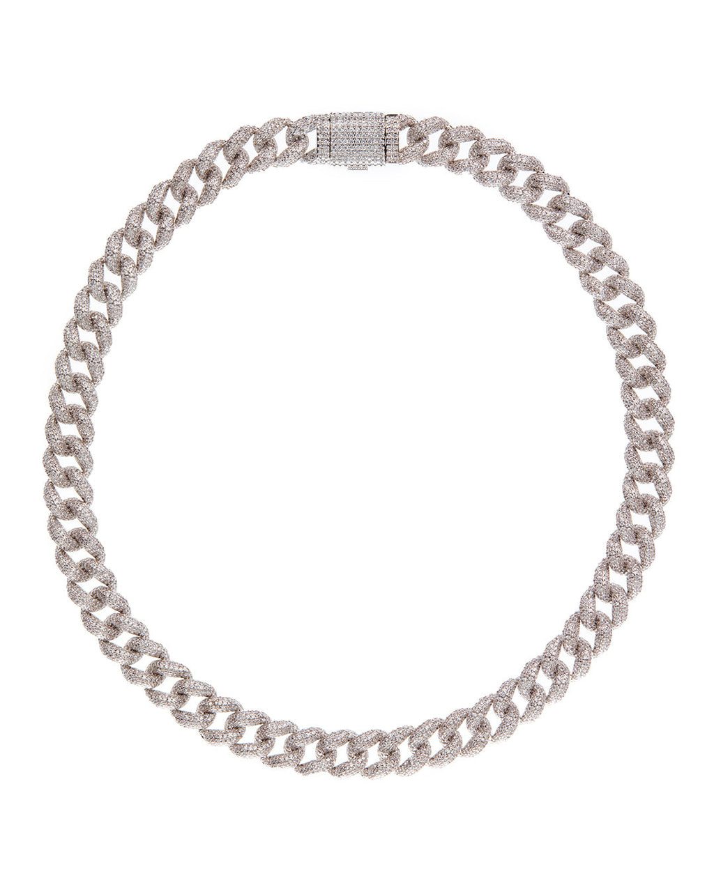 Pavé Cuban Link Necklace - Silver — detail view