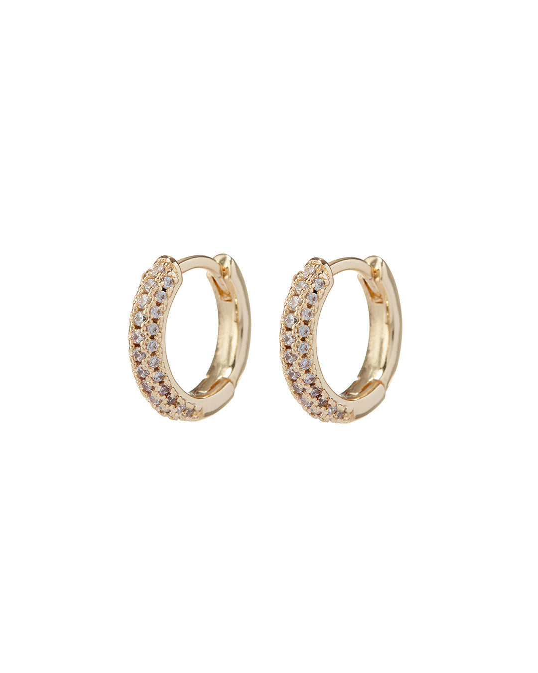 Pavé Dome Huggies - Gold - Earrings