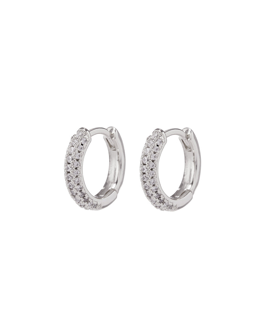 Pavé Dome Huggies - Silver - Earrings