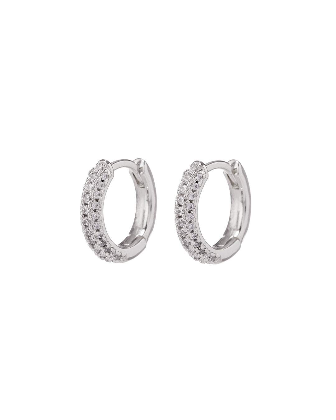 Pavé Dome Huggies - Silver - Earrings