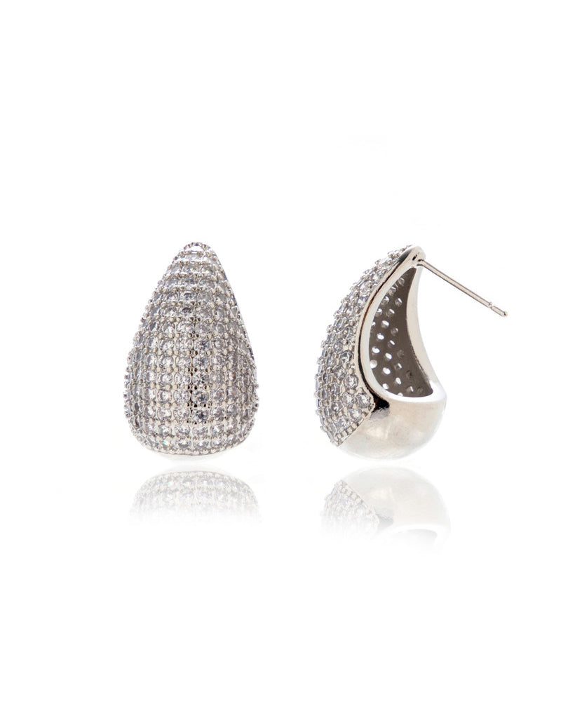 Pavé Gia Earrings in Silver — alternate view