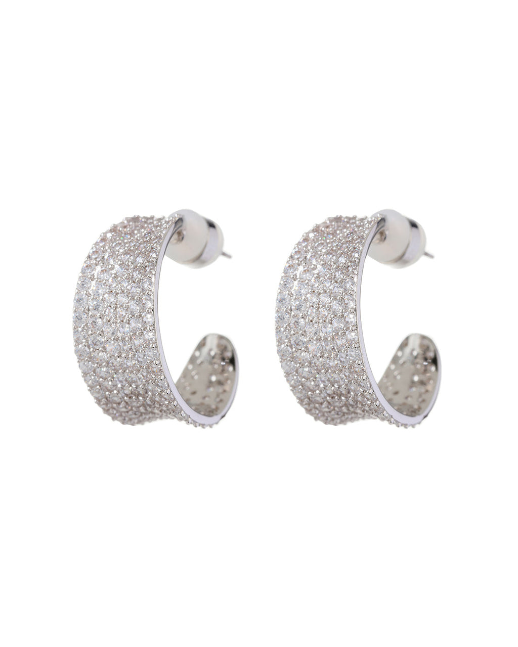 Pavé Margot Hoops - Silver