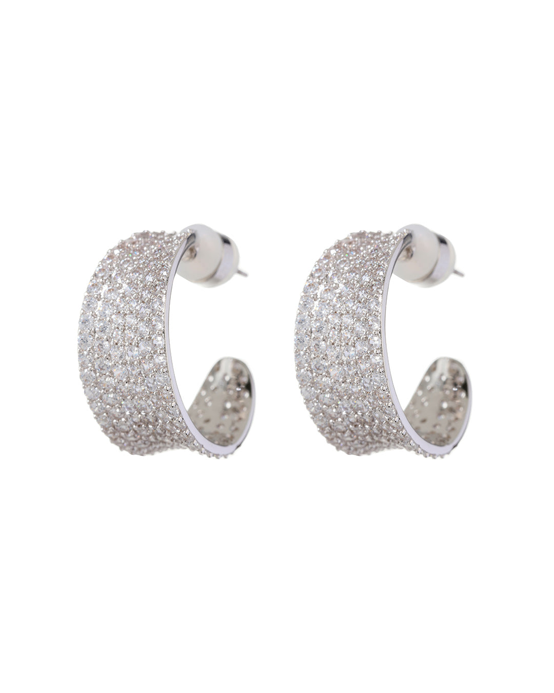 Pavé Margot Hoops - Silver
