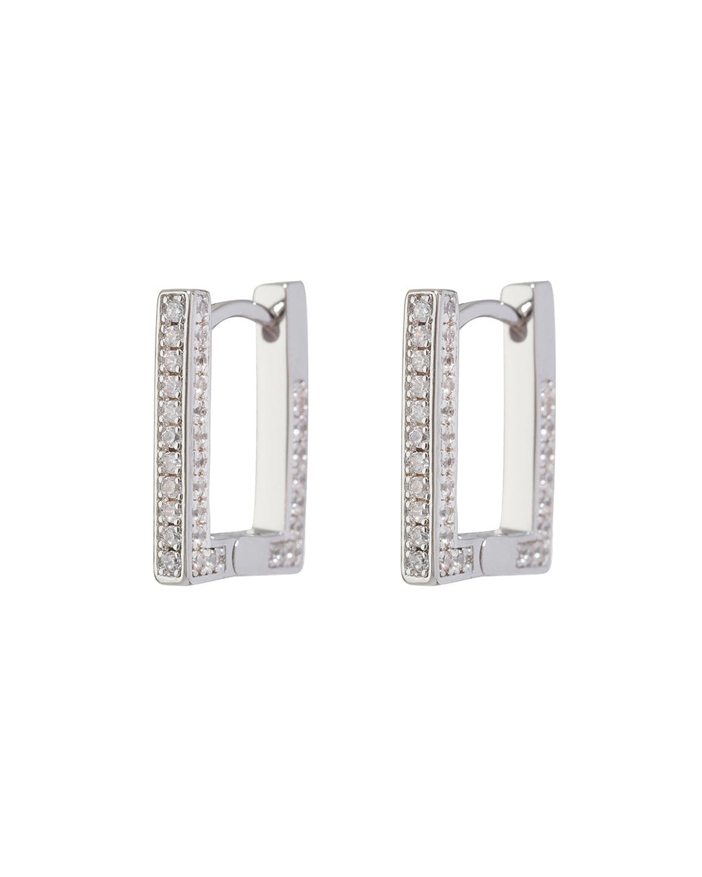 Pavé Mini Boxer Hoops - Silver