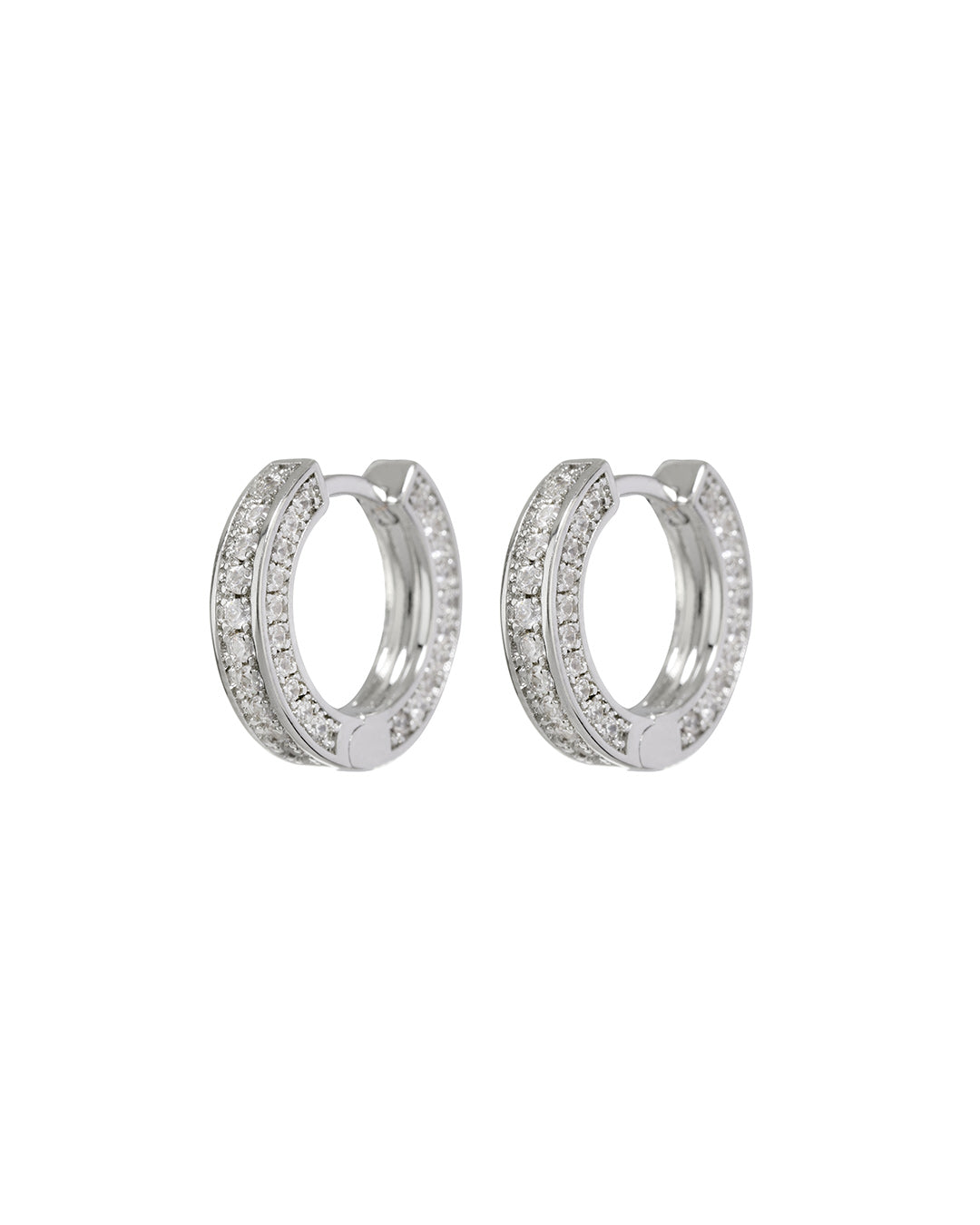 Pavé Mini Coco Hinge Hoops - Silver