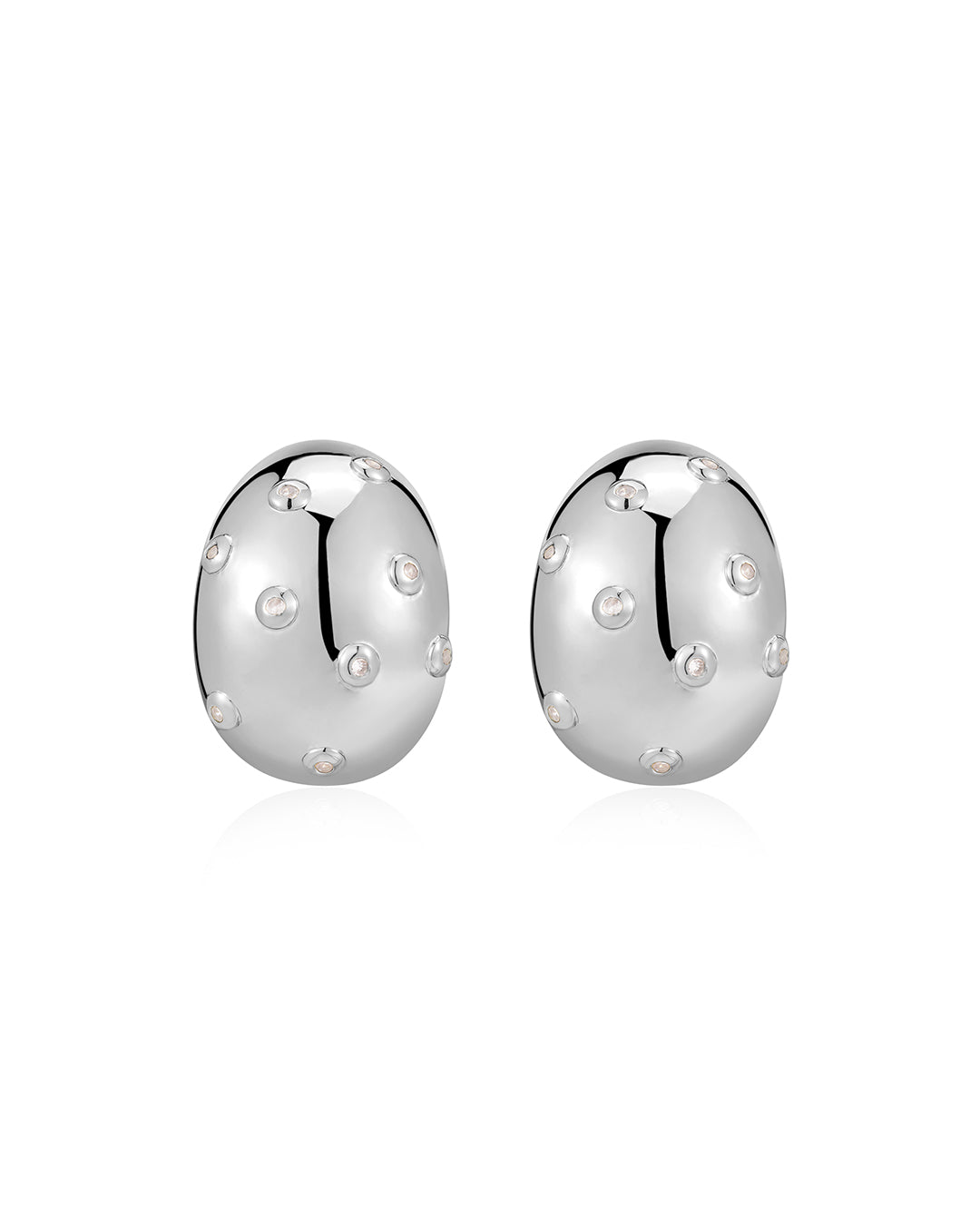 Pavé Molten Studs in Silver - Earrings — alternate view