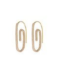 Pavé Paper Clip Earrings - Gold