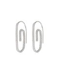 Pavé Paper Clip Earrings - Silver