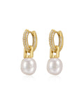 Pavé Pearl Amalfi Huggies in Gold - Earrings