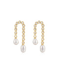 Pavé Pearl U Studs in Gold - Earrings