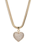 Pavé Puffy Heart Necklace - Gold