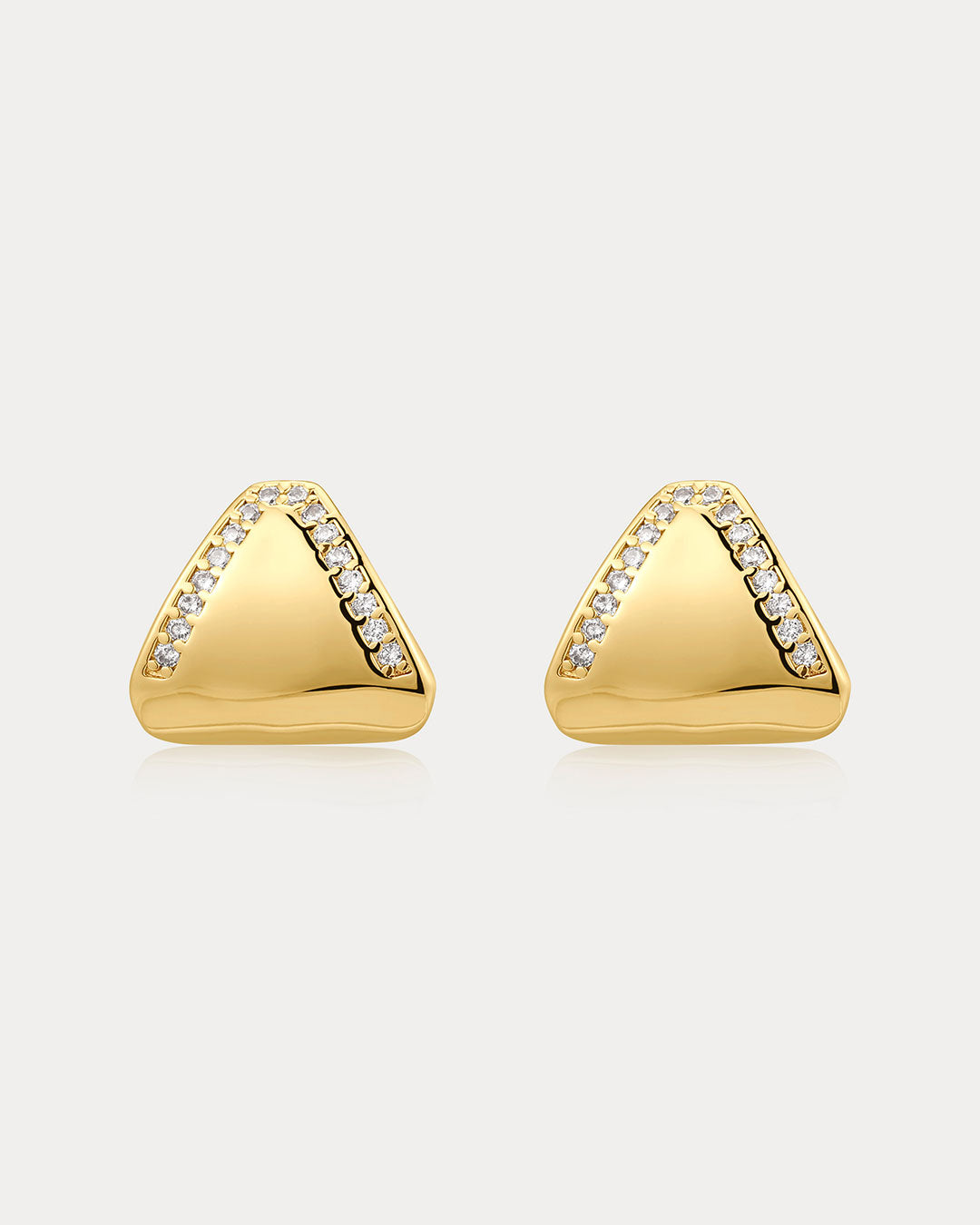 Pavé Shield Studs in Gold - Earrings