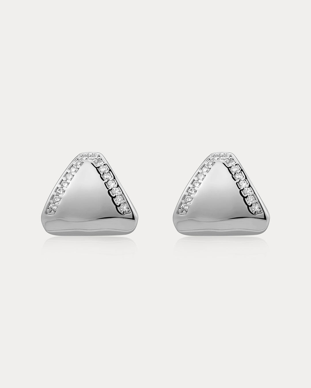 Pavé Shield Studs in Silver - Earrings — alternate view
