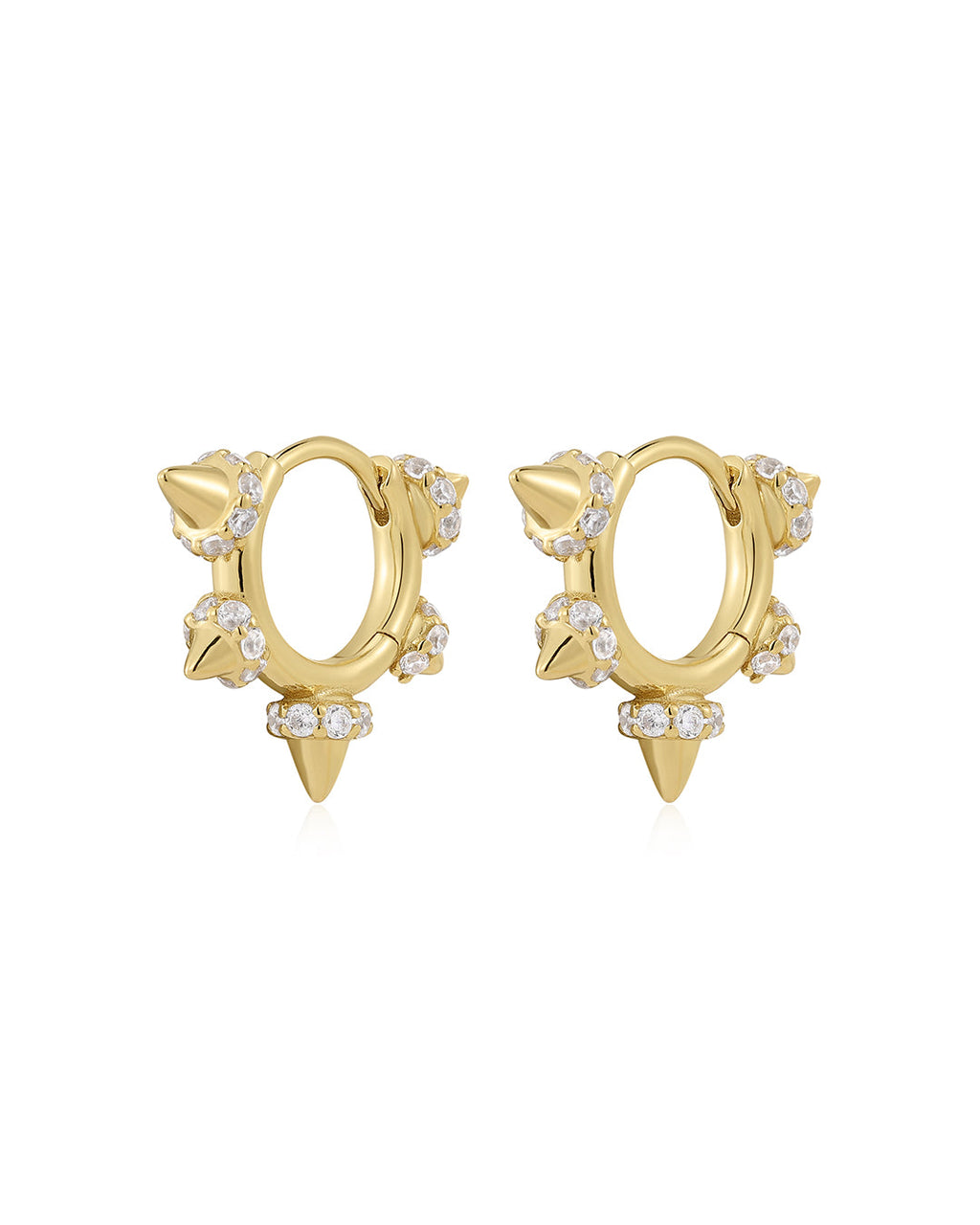 Pavé Spike Huggies in Gold - Earrings
