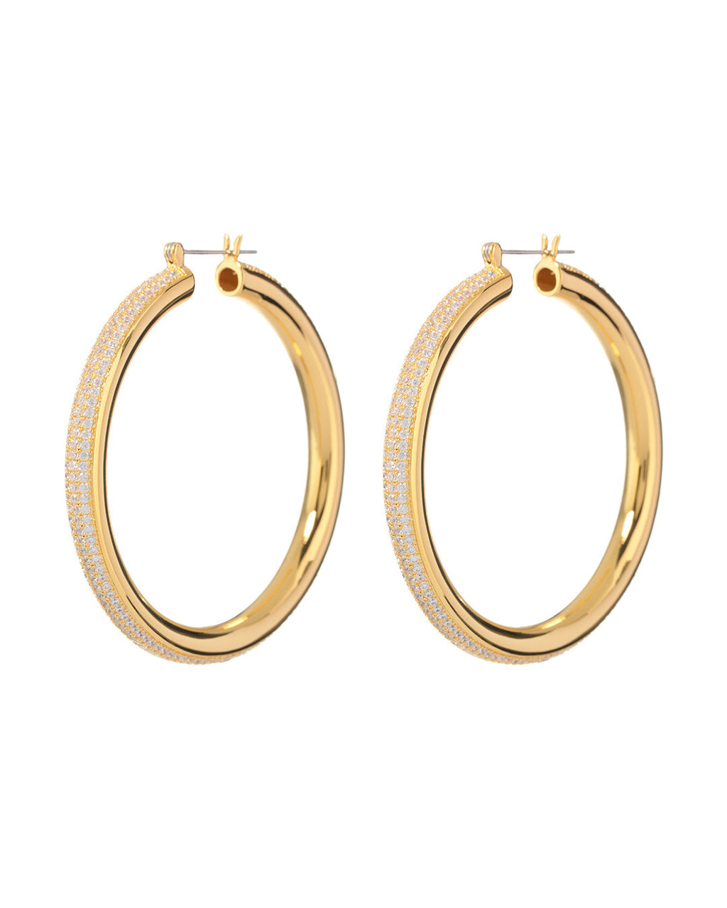 Pavé Stripe Amalfi Hoops - Gold