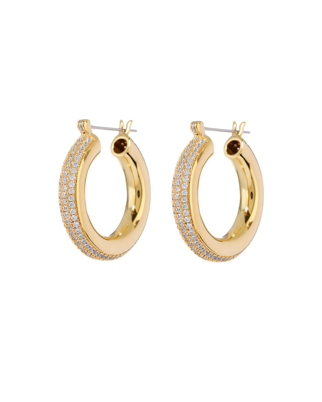 Pavé Stripe Baby Amalfi Hoops - Gold