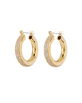 Pavé Stripe Baby Amalfi Hoops - Gold