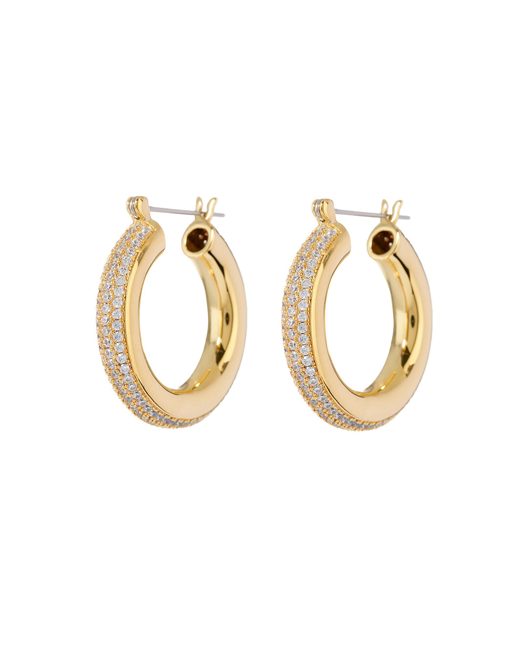Pavé Stripe Baby Amalfi Hoops - Gold