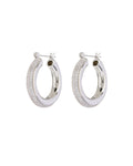 Pavé Stripe Baby Amalfi Hoops - Silver