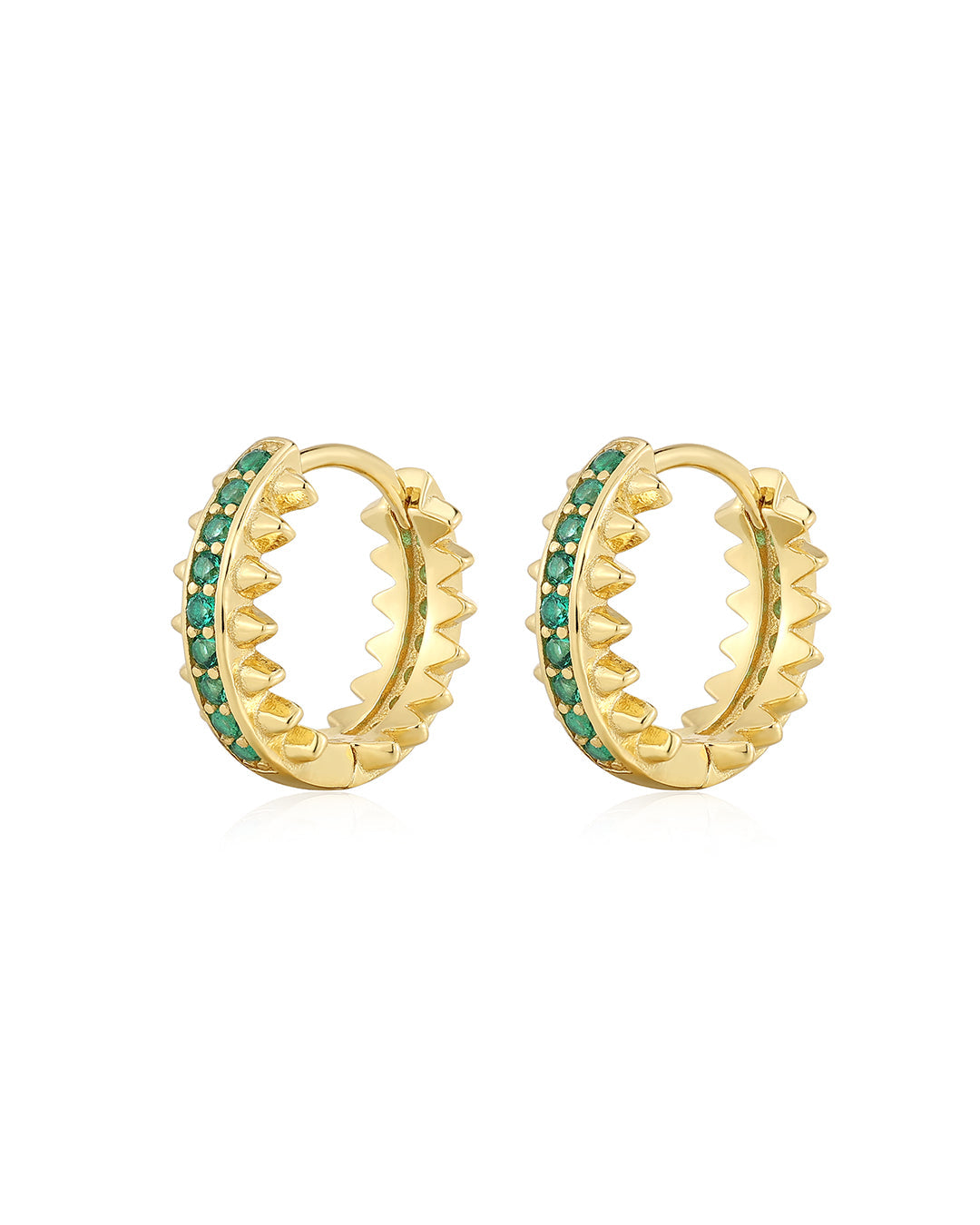 Pavé Stripe Spike Huggies in Gold - Earrings