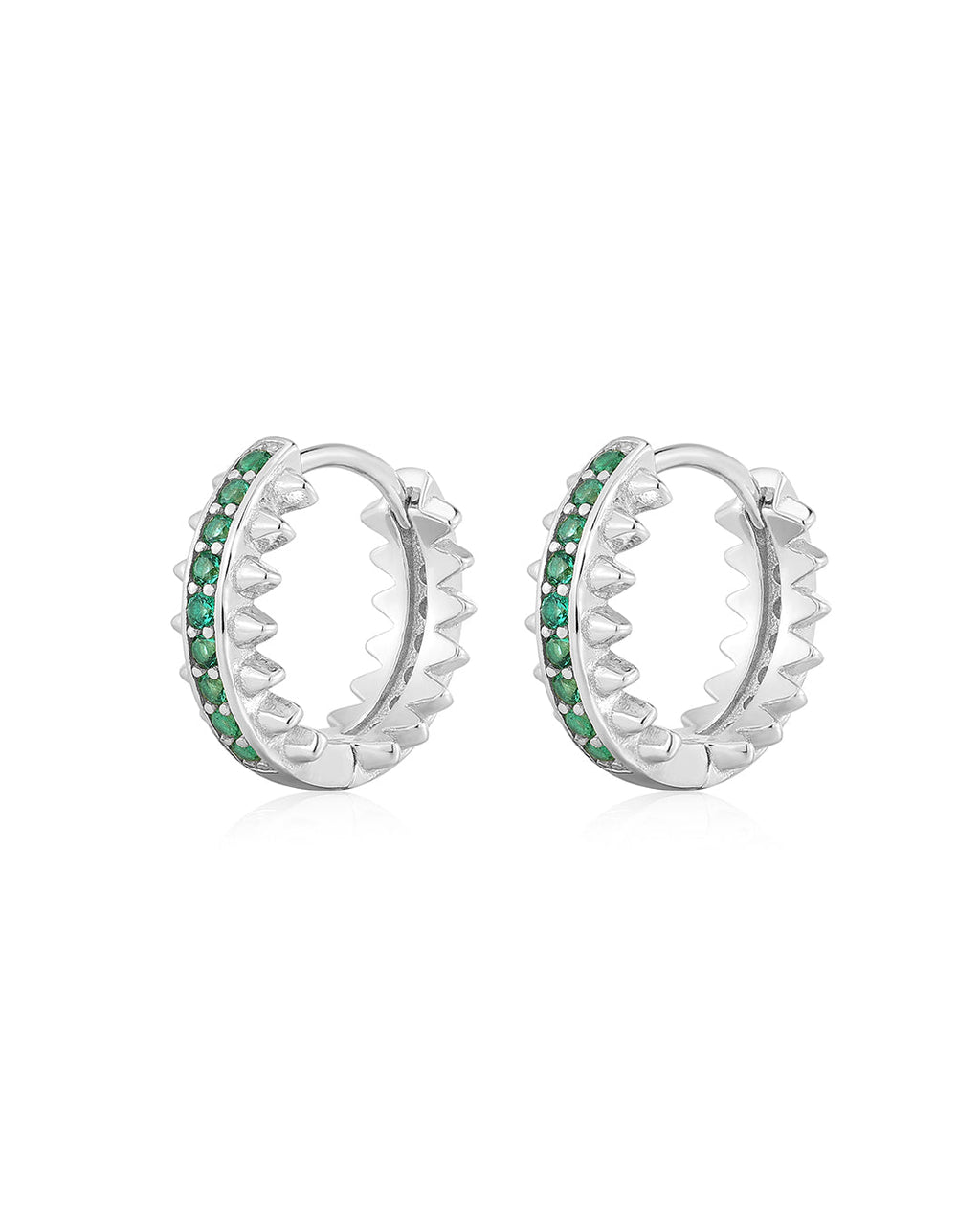 Pavé Stripe Spike Huggies in Silver - Earrings — alternate view