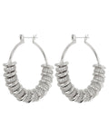 Pave Washer Hoops- Silver