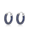 Pavé Amalfi Huggies - Blue Sapphire - Silver - Hoops