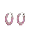 Pavé Amalfi Huggies - Pink - Silver - Hoops