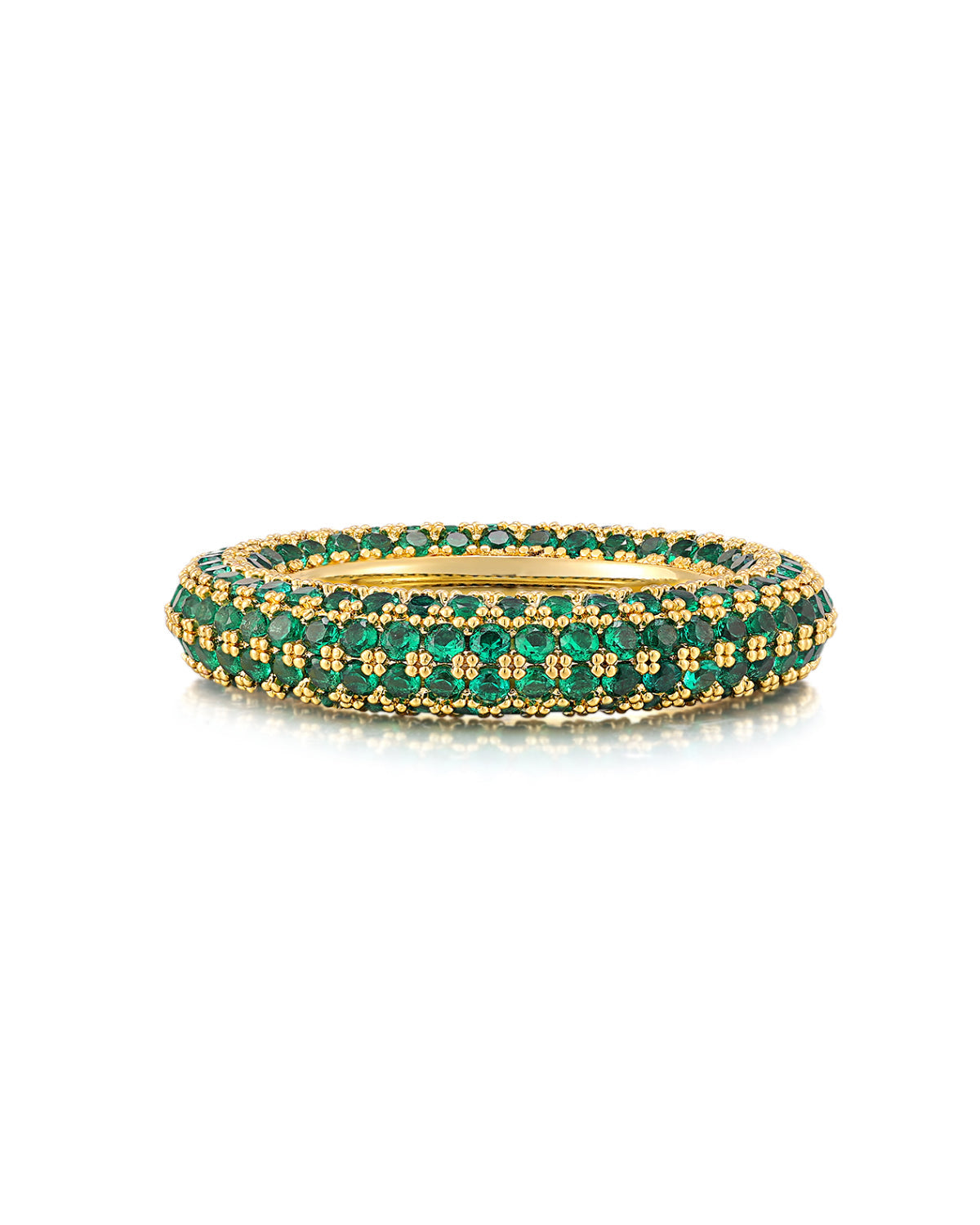 Pavé Amalfi Ring - Emerald Green - Gold